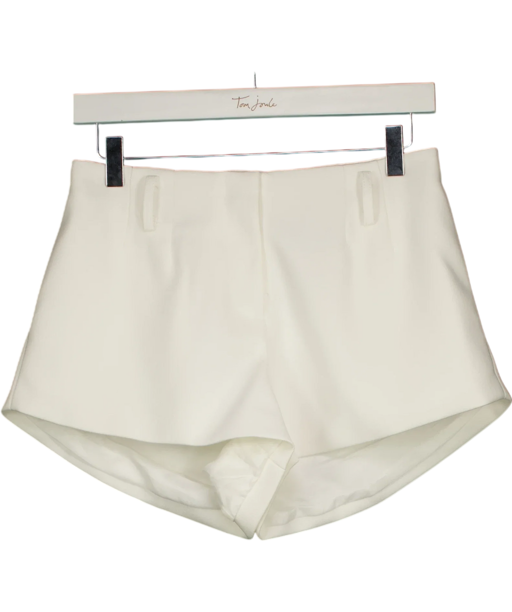 Noughts & Kisses White Vienna Ivory WHITE Tailored Shorts, size UK XS — front