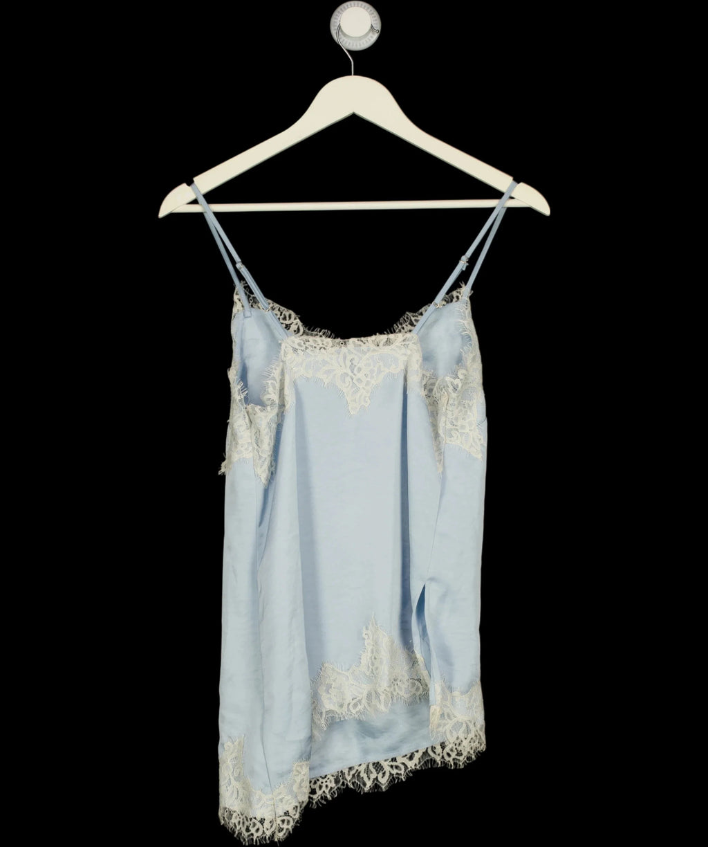 Next Blue Asymmetric Hem Lace Cami Top, size UK 6 — label