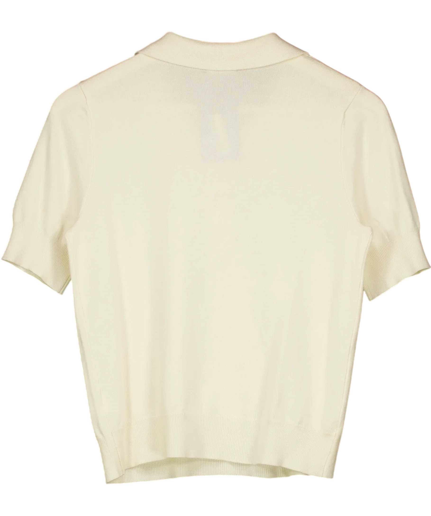 KAREN MILLEN Cream Supersoft Knit Short Sleeve Polo Top Cream, size UK XS — back