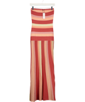 KAREN MILLEN Pink Striped Bardot Knit Maxi Dress Coral  PINK, size UK XS — front