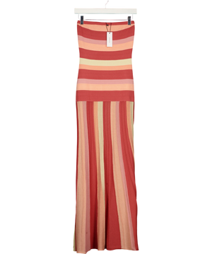 KAREN MILLEN Striped Bardot Knit Maxi Dress Coral  Pink UK XS