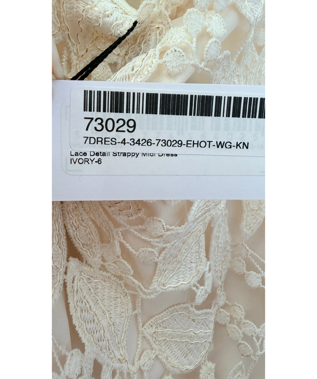 KAREN MILLEN Cream Lace Detail Strappy Midi Dress, size UK 6 — care label