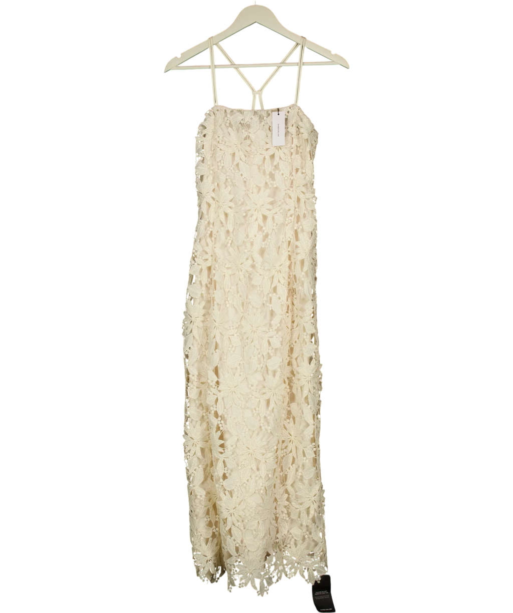 KAREN MILLEN Cream Lace Detail Strappy Midi Dress, size UK 6 — front