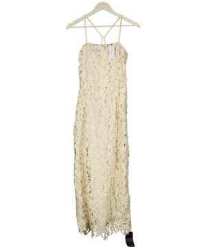 KAREN MILLEN Cream Lace Detail Strappy Midi Dress UK 6