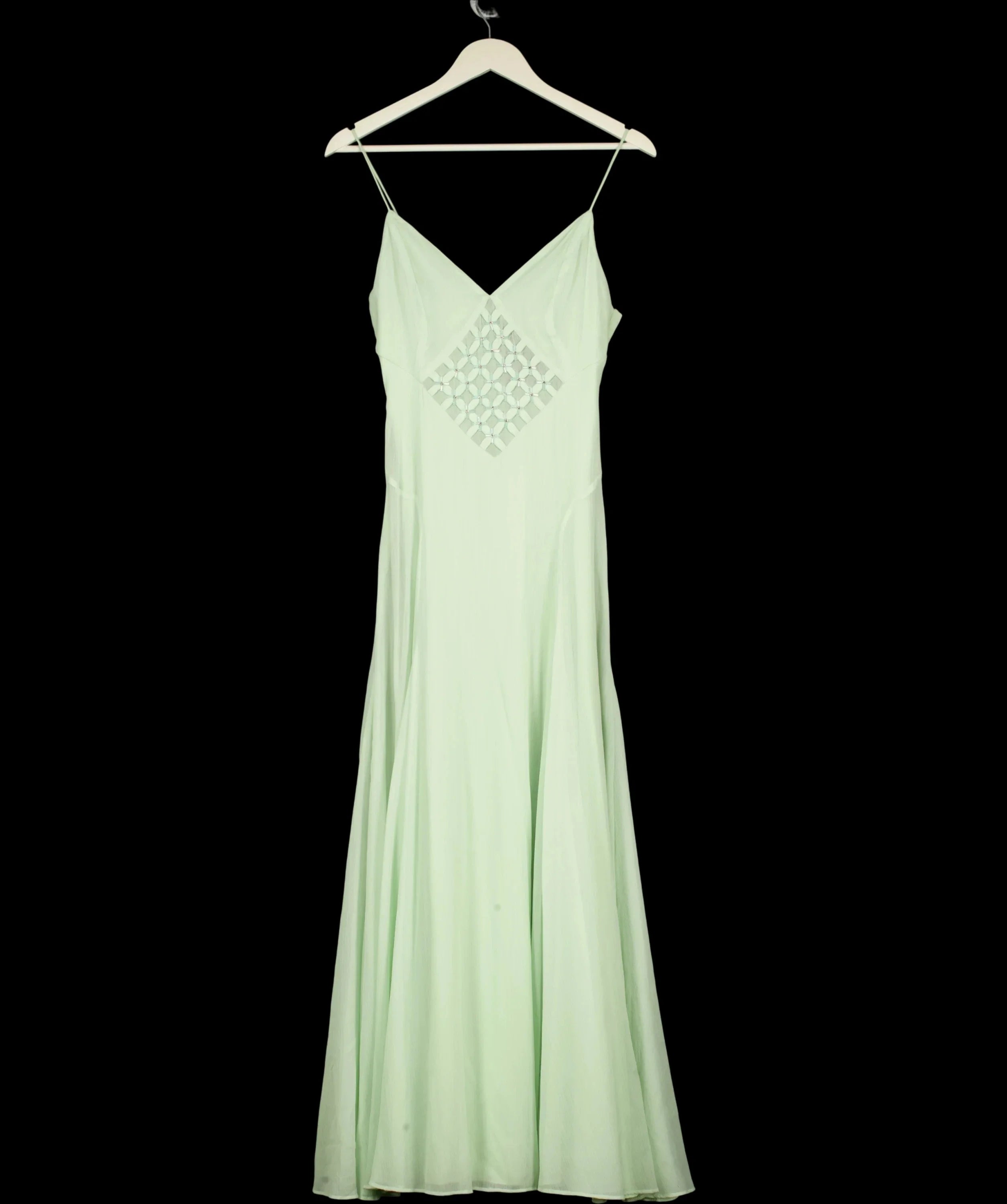 KAREN MILLEN Green Crystal Embellished Midi Dress Green, size UK 6 — care label