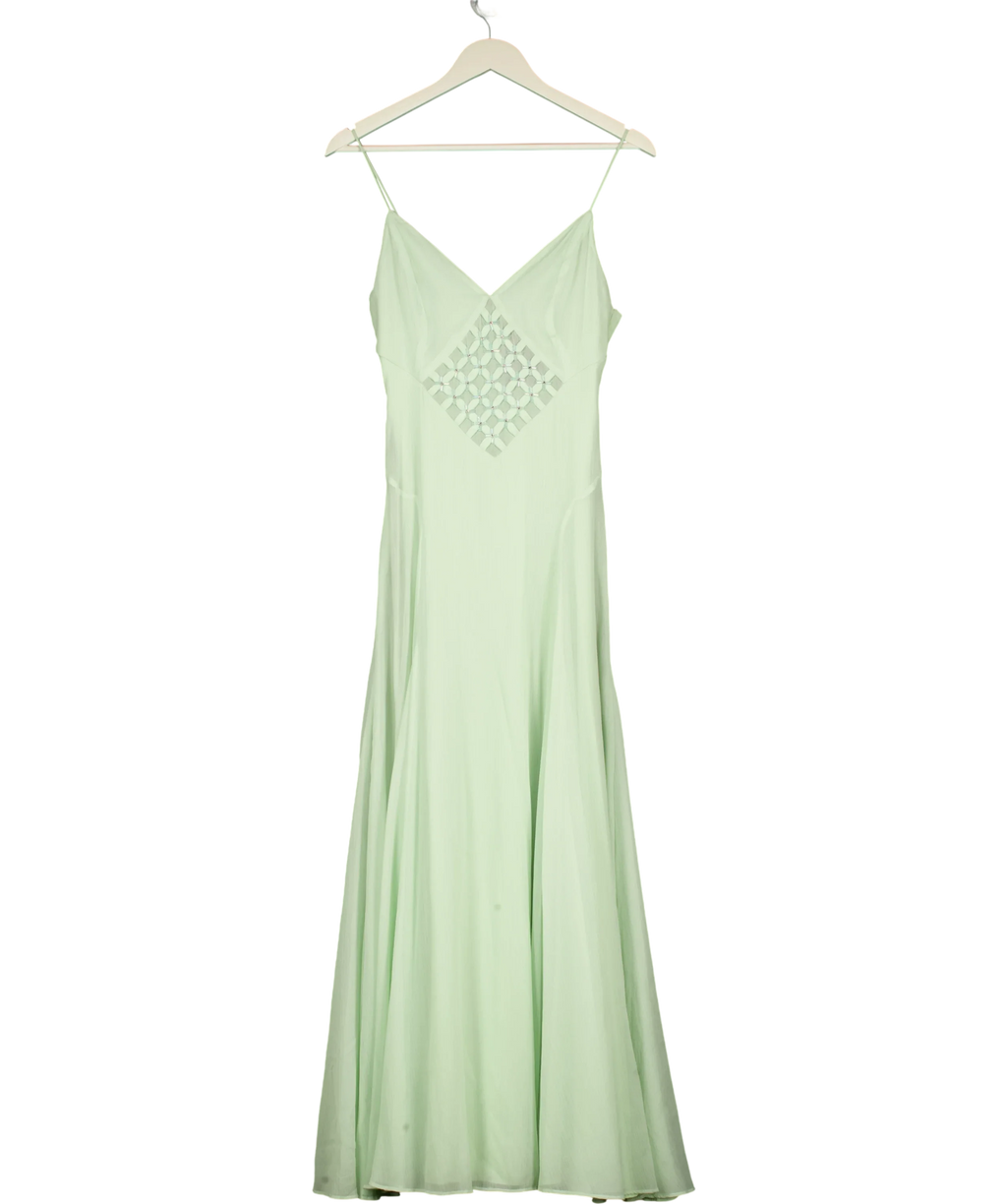 KAREN MILLEN Green Crystal Embellished Midi Dress Green, size UK 6 — front
