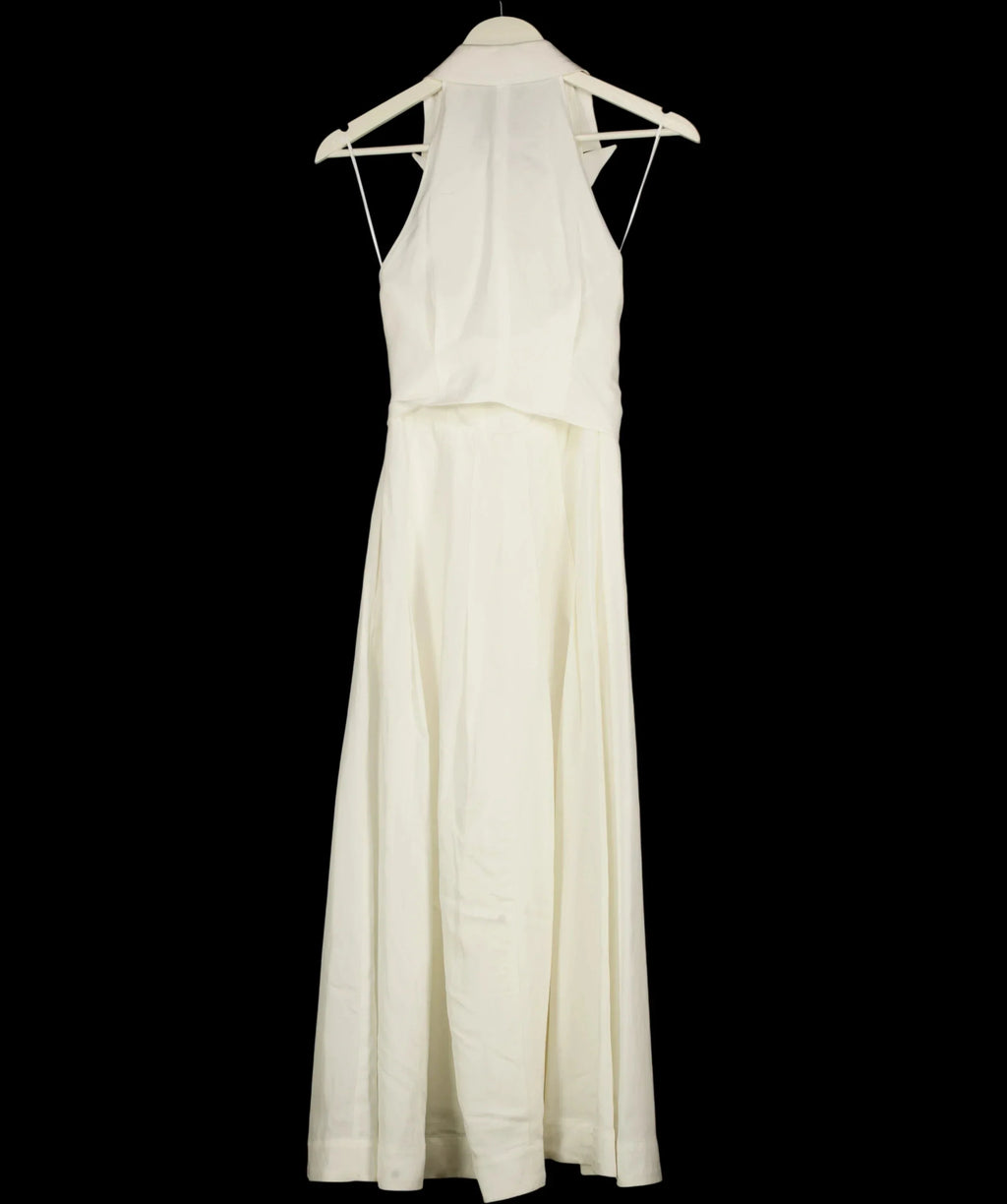 REISS White Tor Halterneck Tie Front Midi Dress Ivory white, size UK 4 — detail