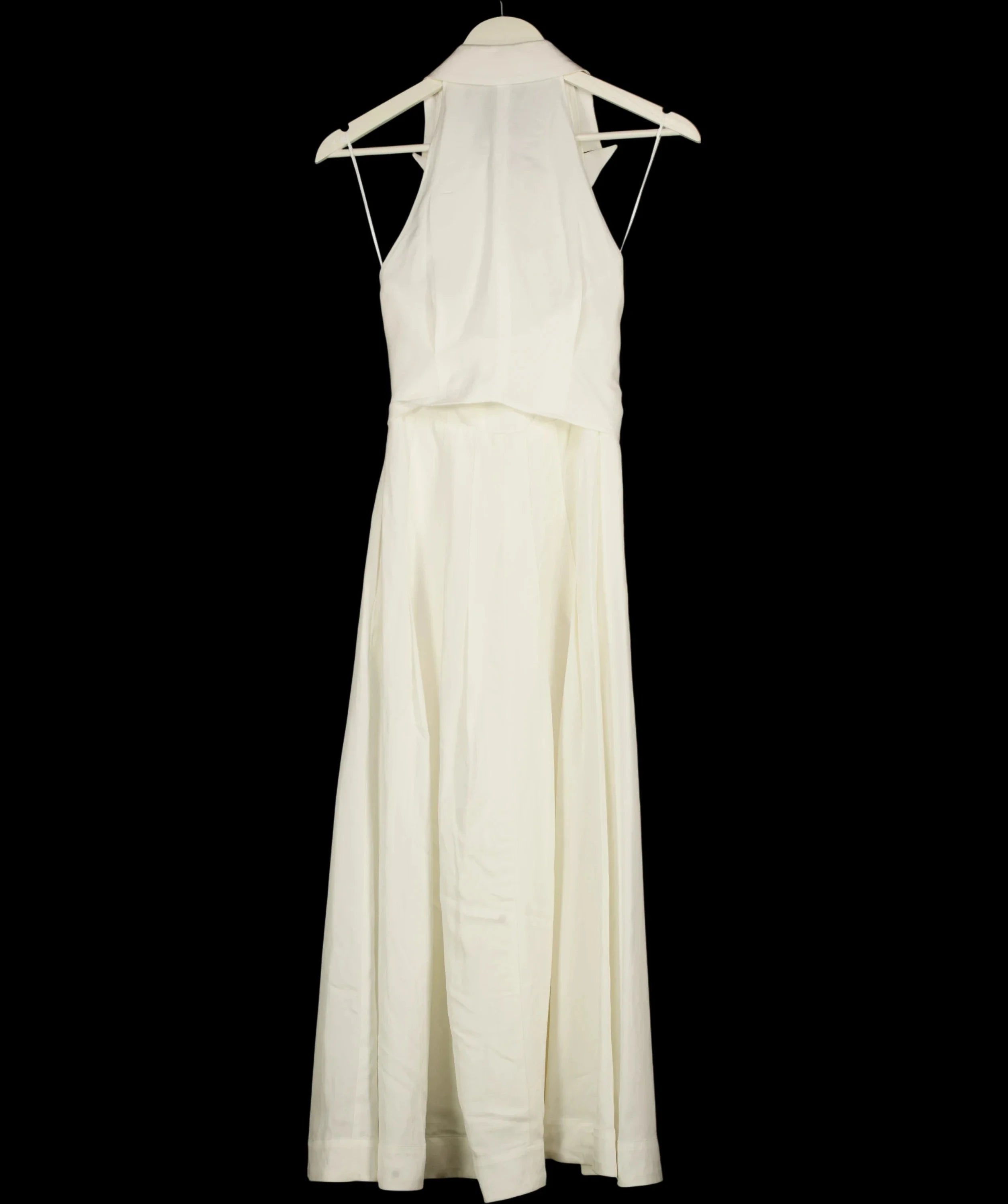 REISS White Tor Halterneck Tie Front Midi Dress Ivory white, size UK 4 — care label