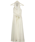 REISS White Tor Halterneck Tie Front Midi Dress Ivory white, size UK 4 — front