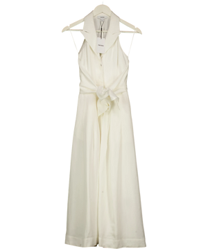 REISS Tor Halterneck Tie Front Midi Dress Ivory White UK 4