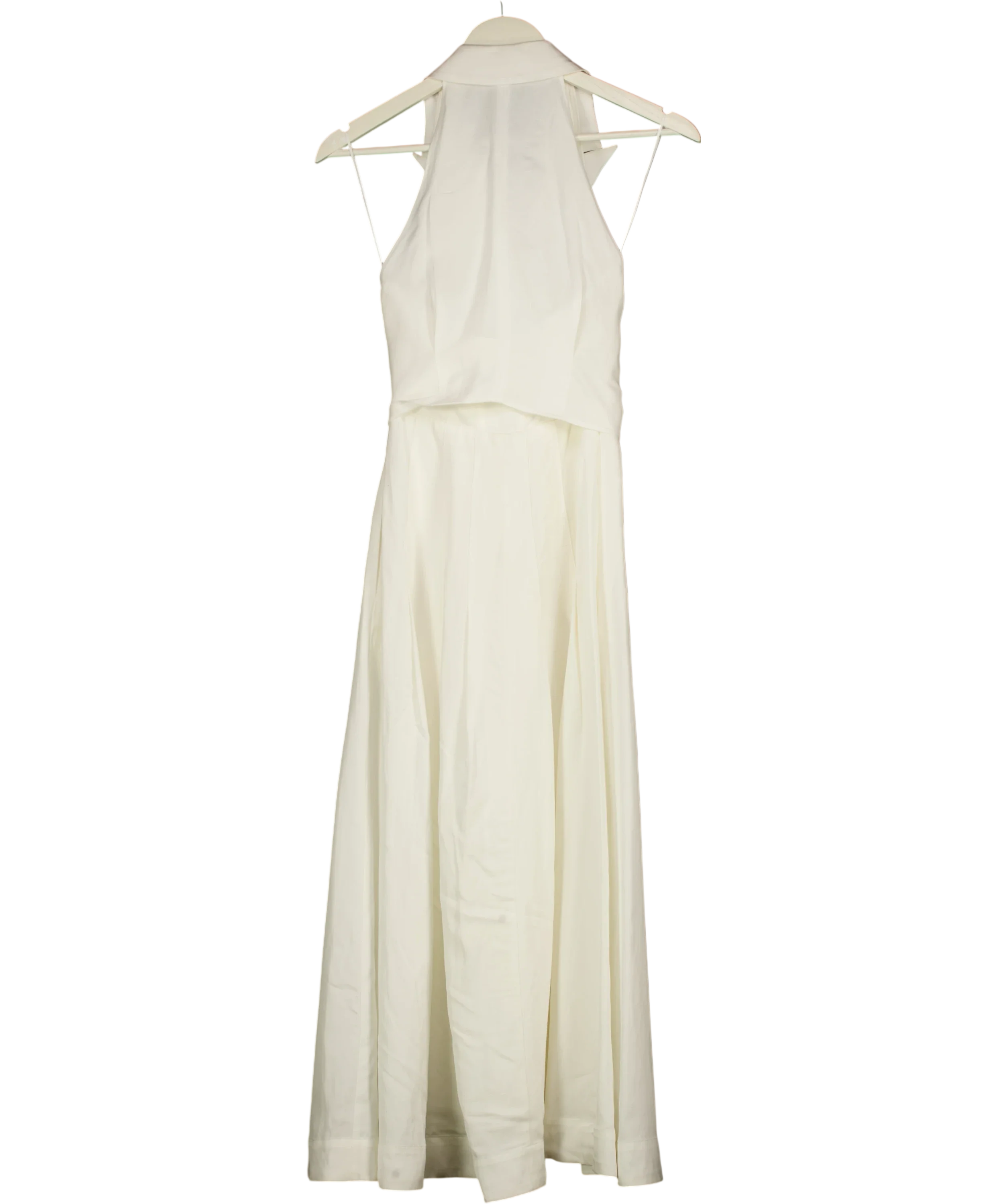 REISS White Tor Halterneck Tie Front Midi Dress Ivory white, size UK 4 — back