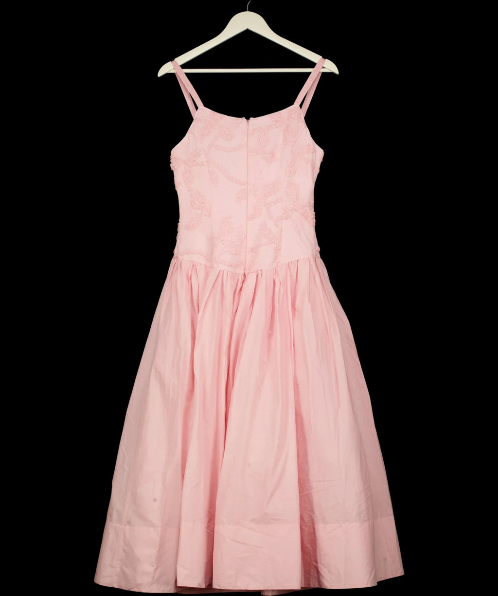 KAREN MILLEN Pink Textured Floral Woven Midi Dress Pink, size UK 6 — label