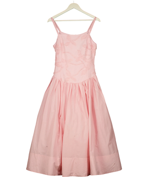 KAREN MILLEN Textured Floral Woven Midi Dress Pink UK 6