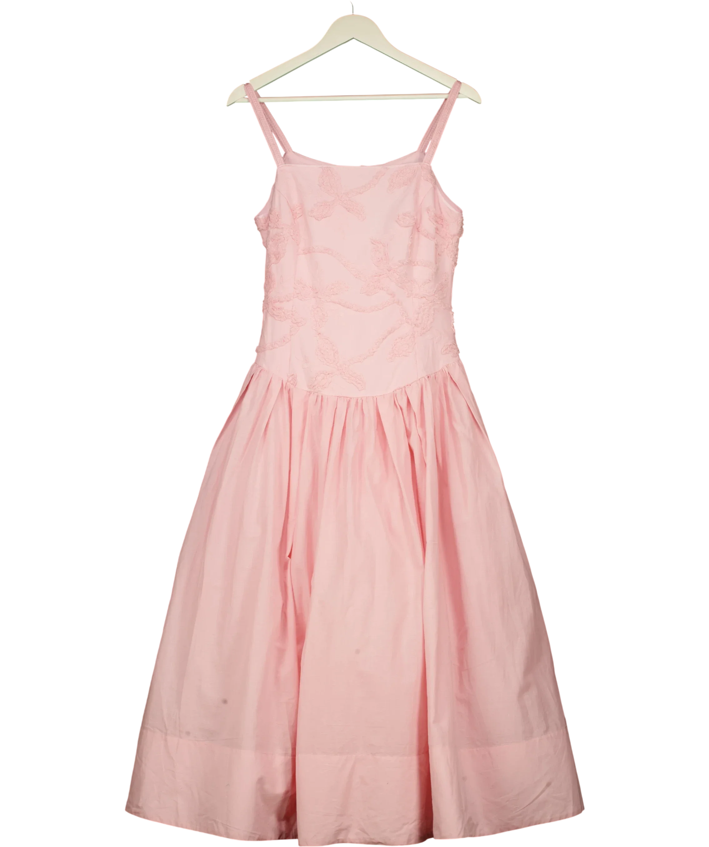 KAREN MILLEN Pink Textured Floral Woven Midi Dress Pink, size UK 6 — front