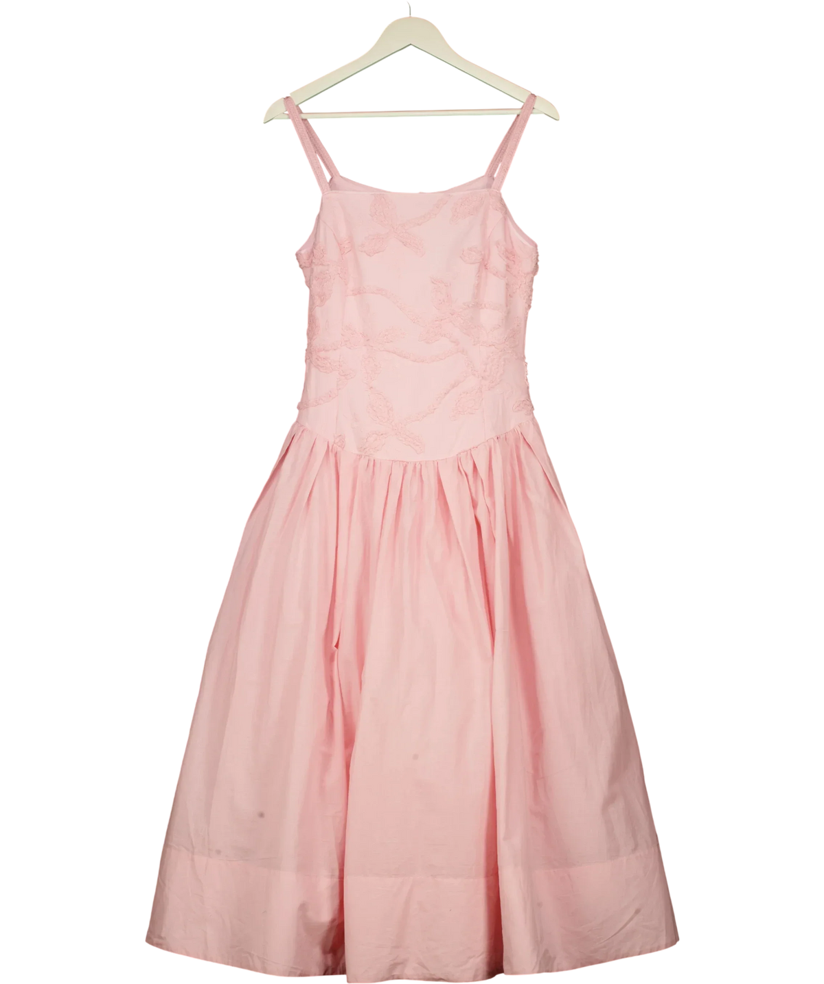 KAREN MILLEN Pink Textured Floral Woven Midi Dress Pink, size UK 6 — front