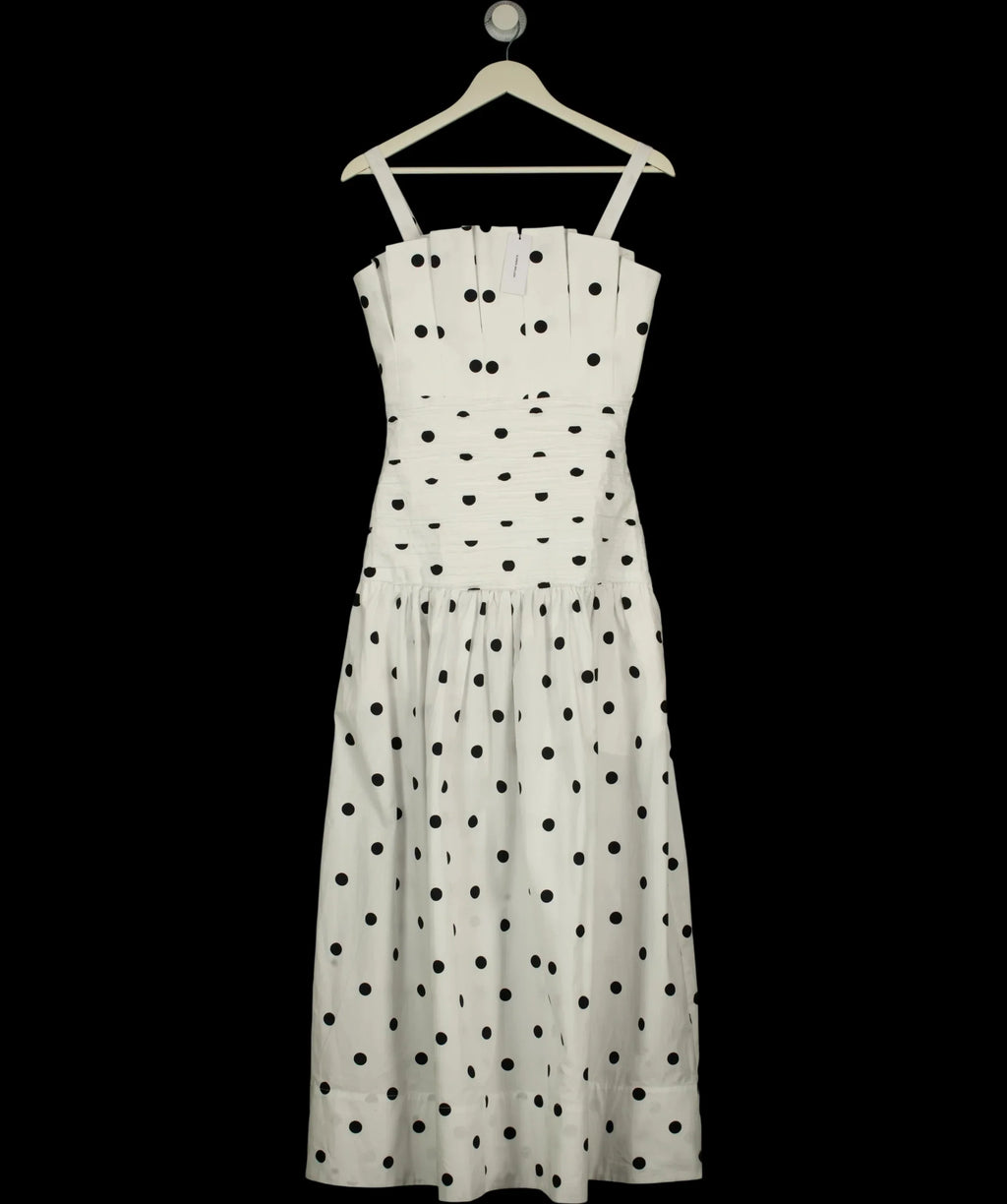 KAREN MILLEN White Printed Poplin Pleated Midi Dress Mono, size UK 6 — detail