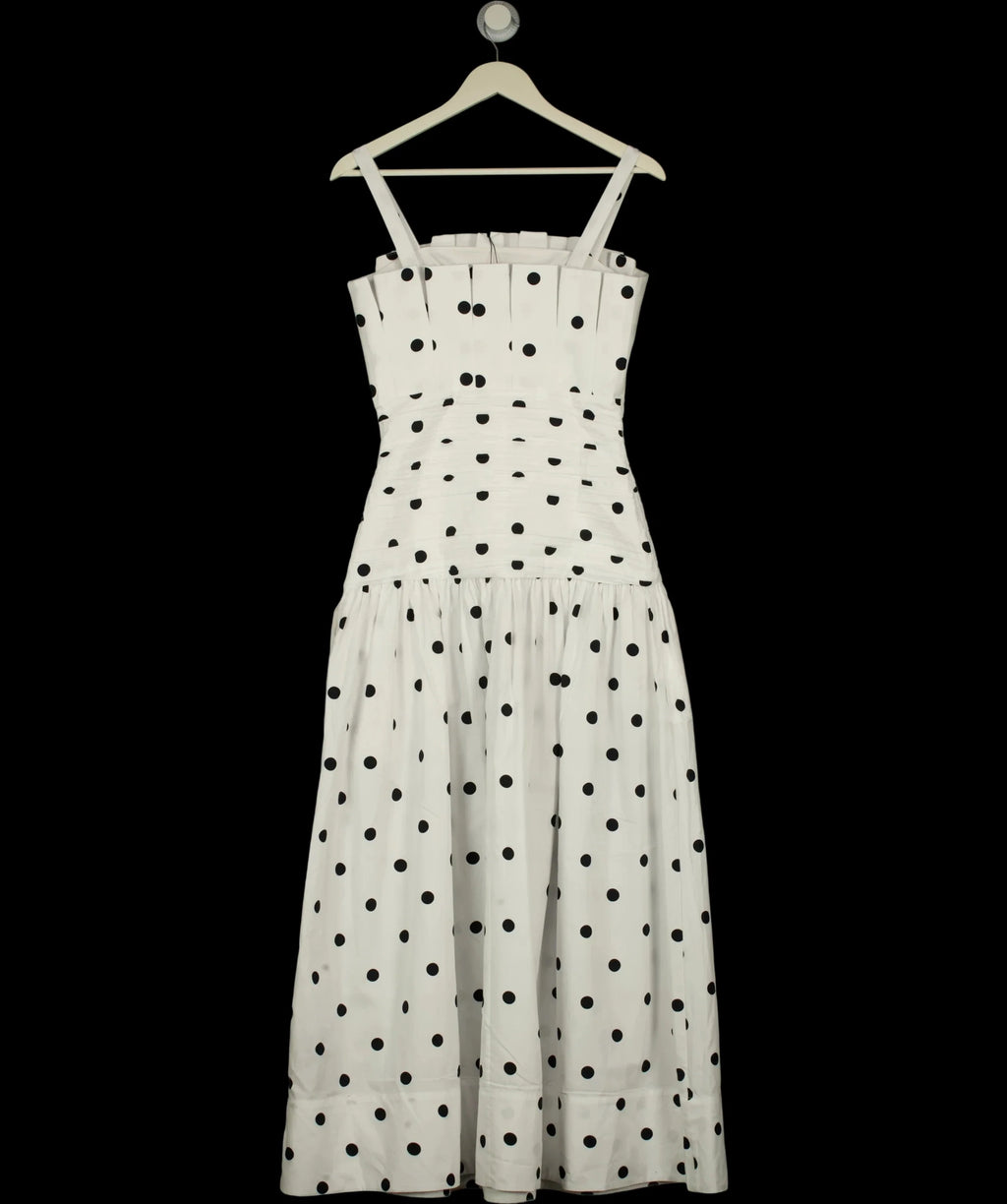 KAREN MILLEN White Printed Poplin Pleated Midi Dress Mono, size UK 6 — label