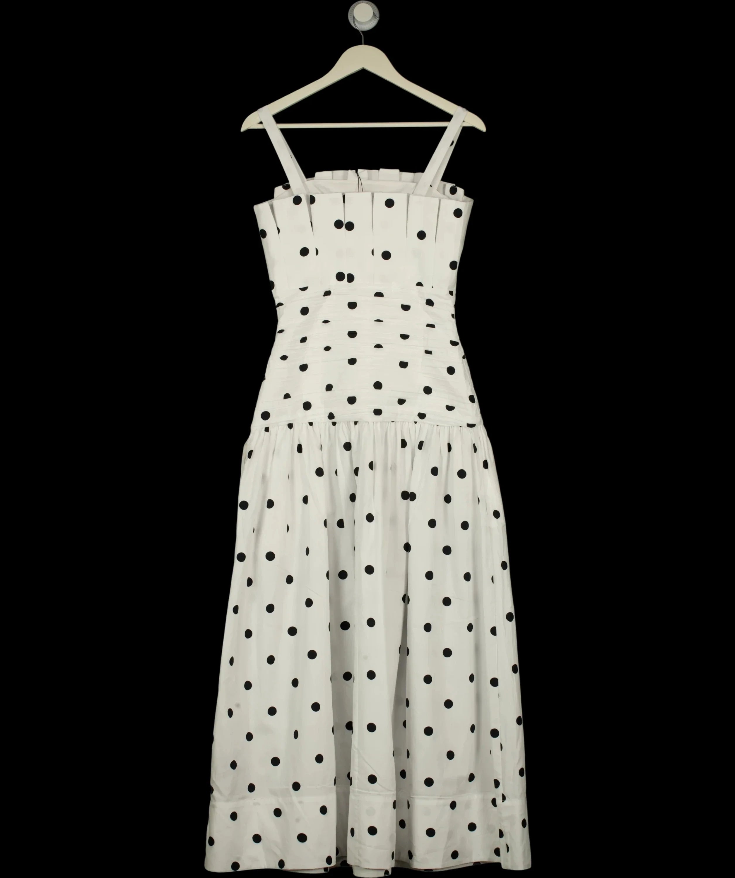 KAREN MILLEN White Printed Poplin Pleated Midi Dress Mono, size UK 6 — label