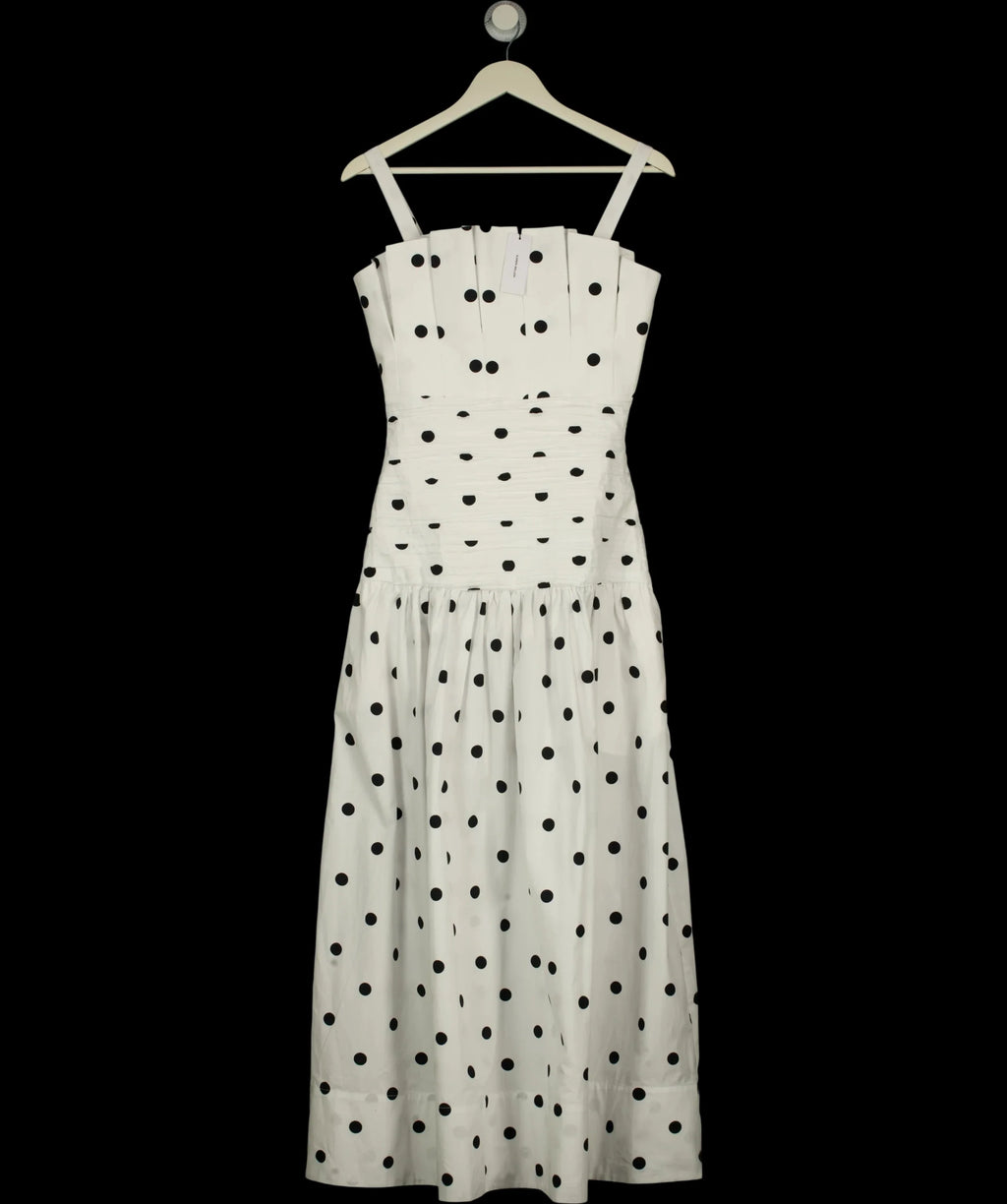 KAREN MILLEN White Printed Poplin Pleated Midi Dress Mono, size UK 6 — care label