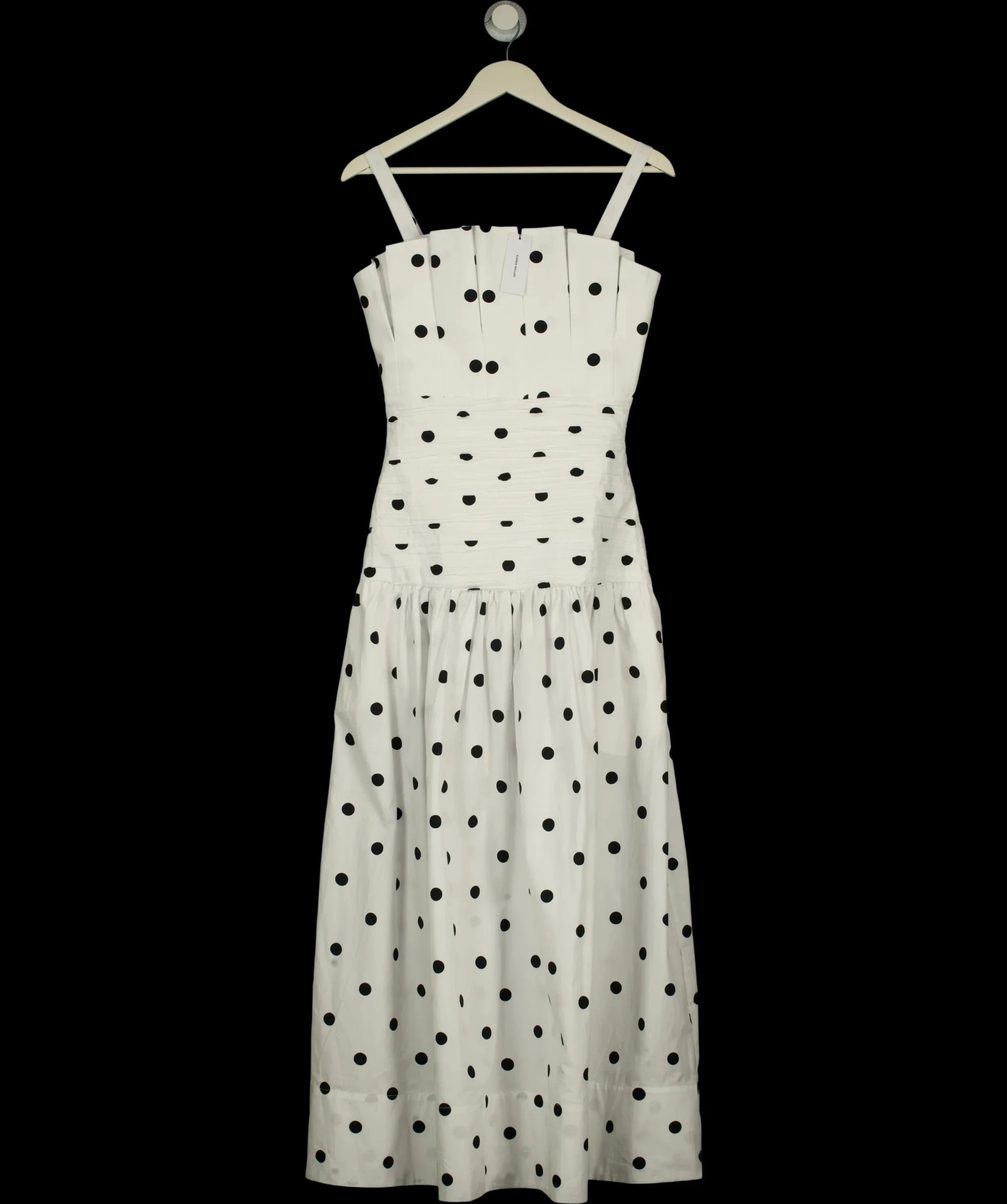 KAREN MILLEN White Printed Poplin Pleated Midi Dress Mono, size UK 6 — care label