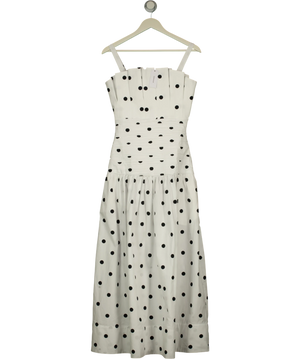 KAREN MILLEN White Printed Poplin Pleated Midi Dress Mono UK 6
