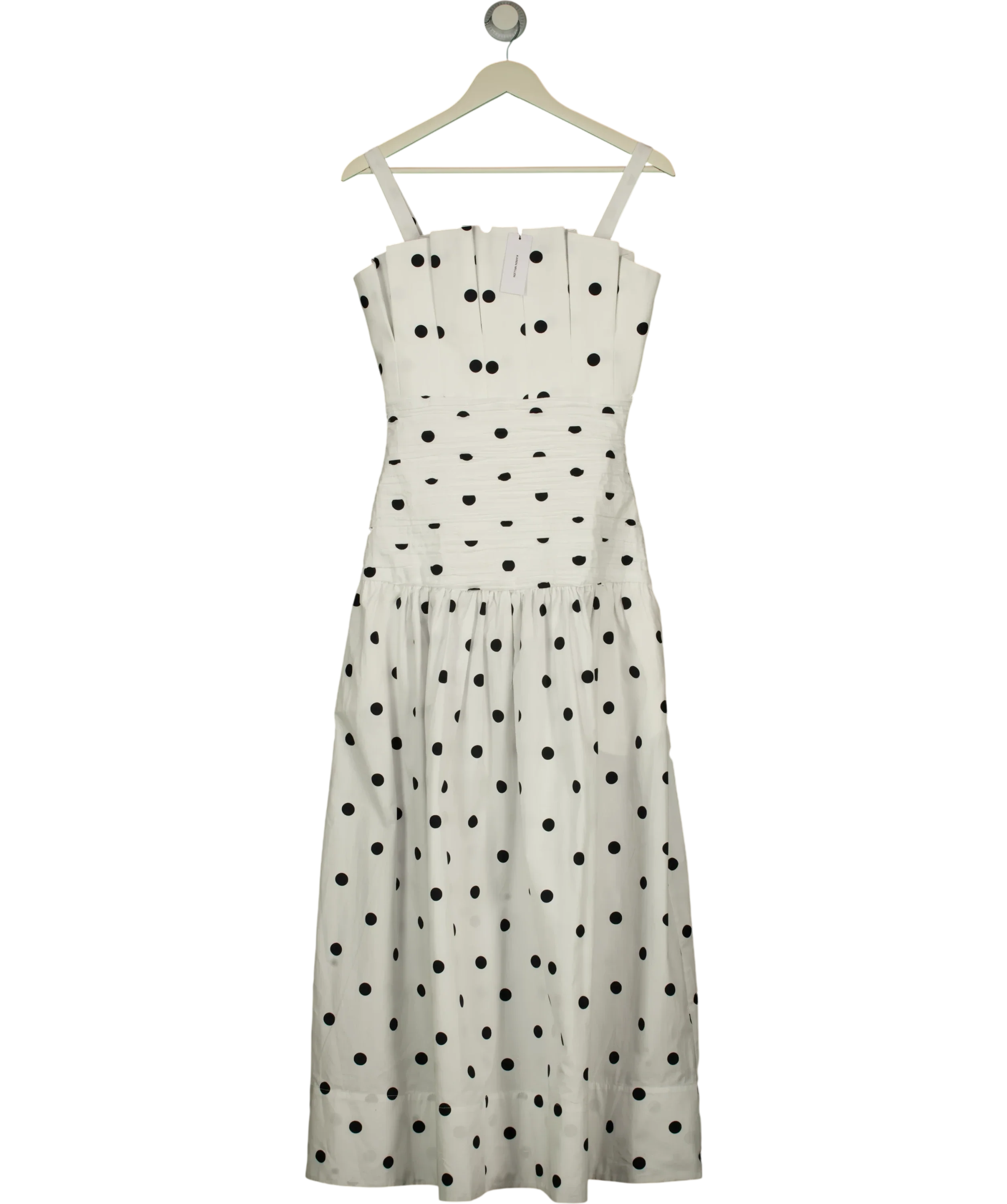 KAREN MILLEN White Printed Poplin Pleated Midi Dress Mono, size UK 6 — front