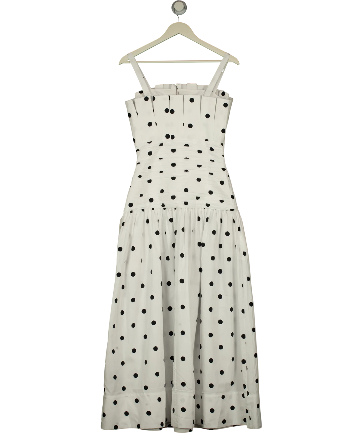KAREN MILLEN White Printed Poplin Pleated Midi Dress Mono, size UK 6 — back