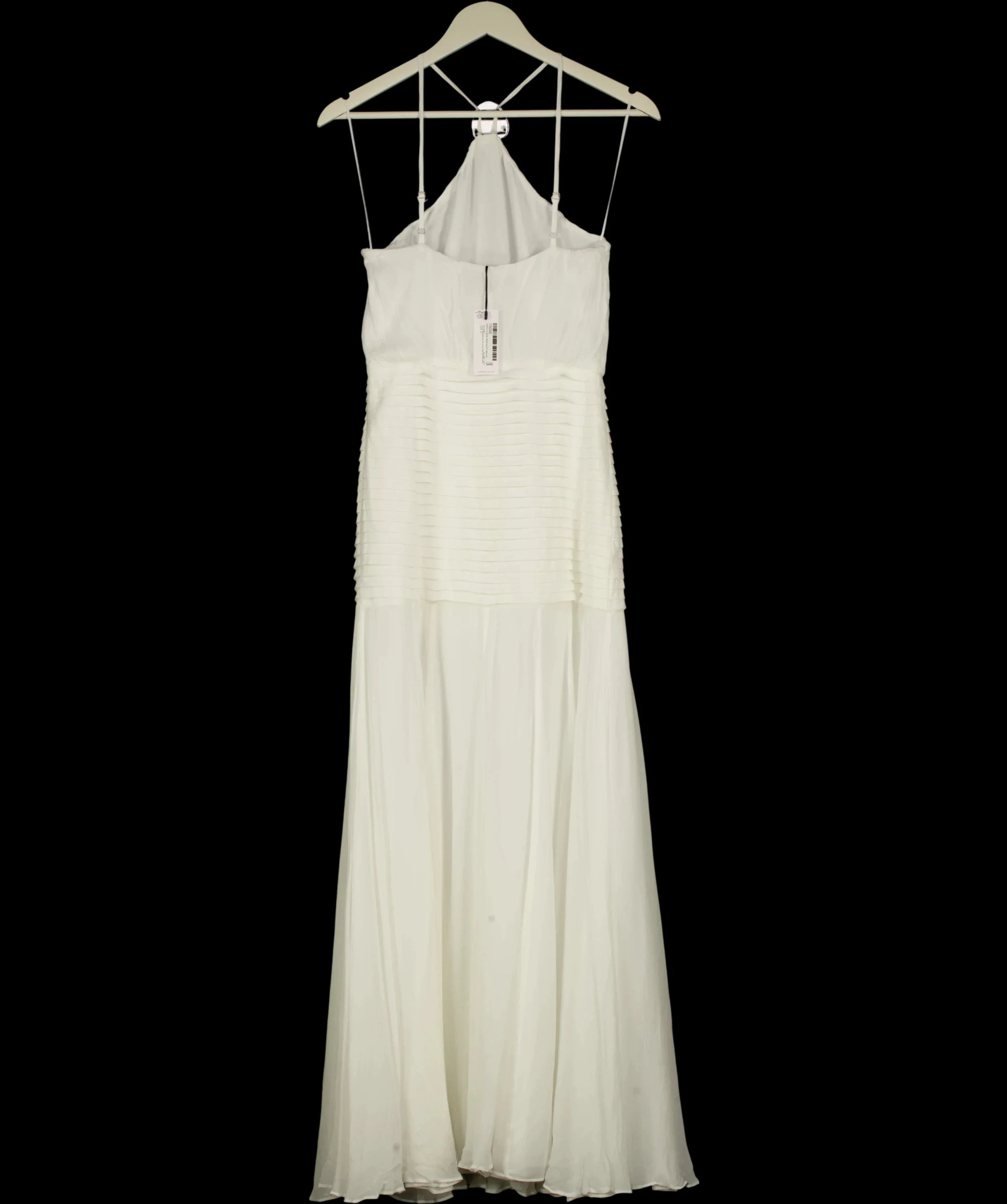 KAREN MILLEN White Viscose Georgette Drop Hem Woven Halter Neck Maxi Dress I, size UK 6 — detail