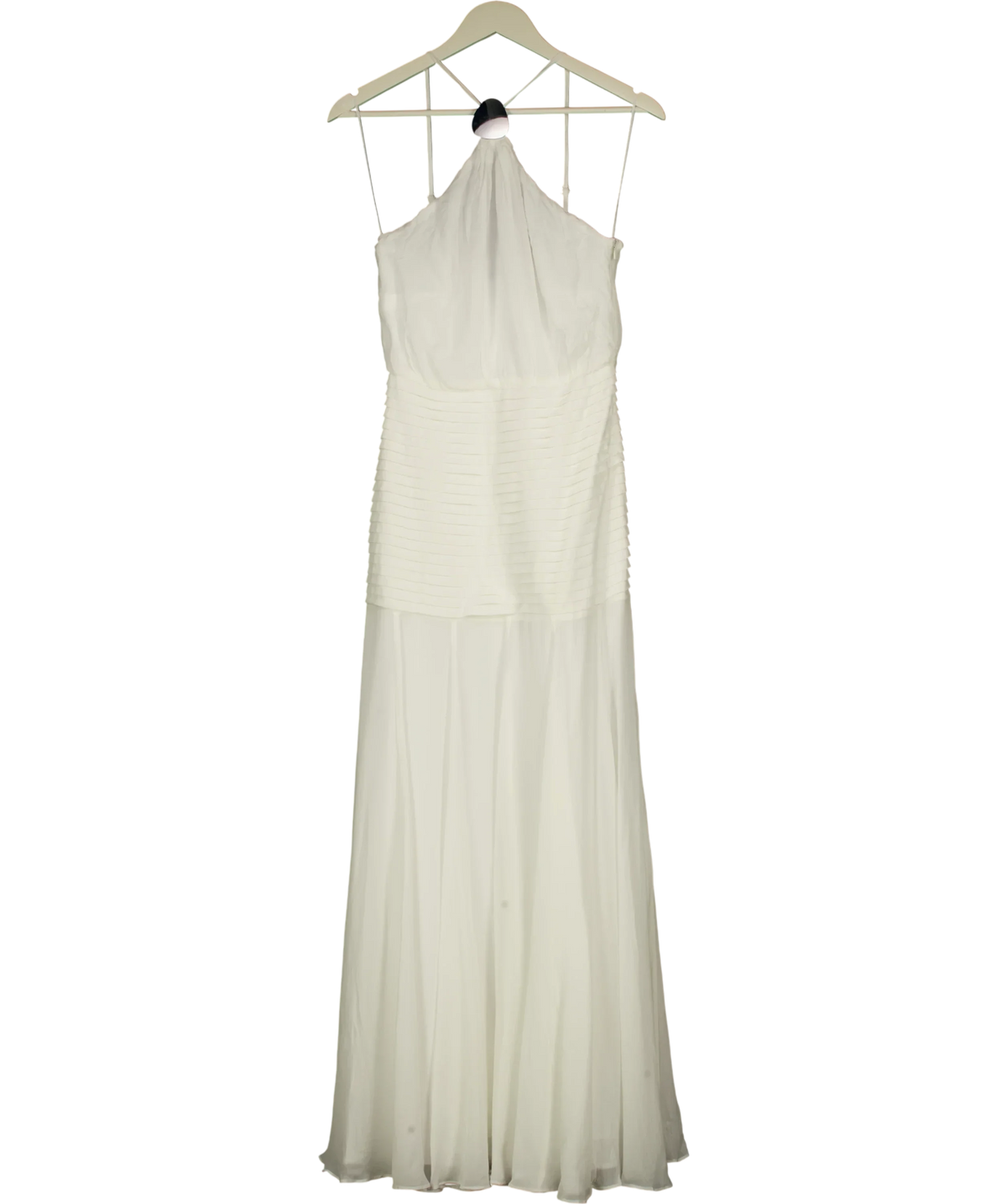 KAREN MILLEN White Viscose Georgette Drop Hem Woven Halter Neck Maxi Dress I, size UK 6 — front