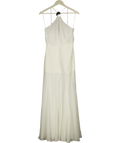 KAREN MILLEN White Viscose Georgette Drop Hem Woven Halter Neck Maxi Dress I, size UK 6 — front