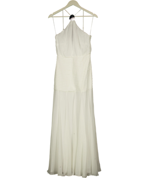 KAREN MILLEN White Viscose Georgette Drop Hem Woven Halter Neck Maxi Dress I UK 6