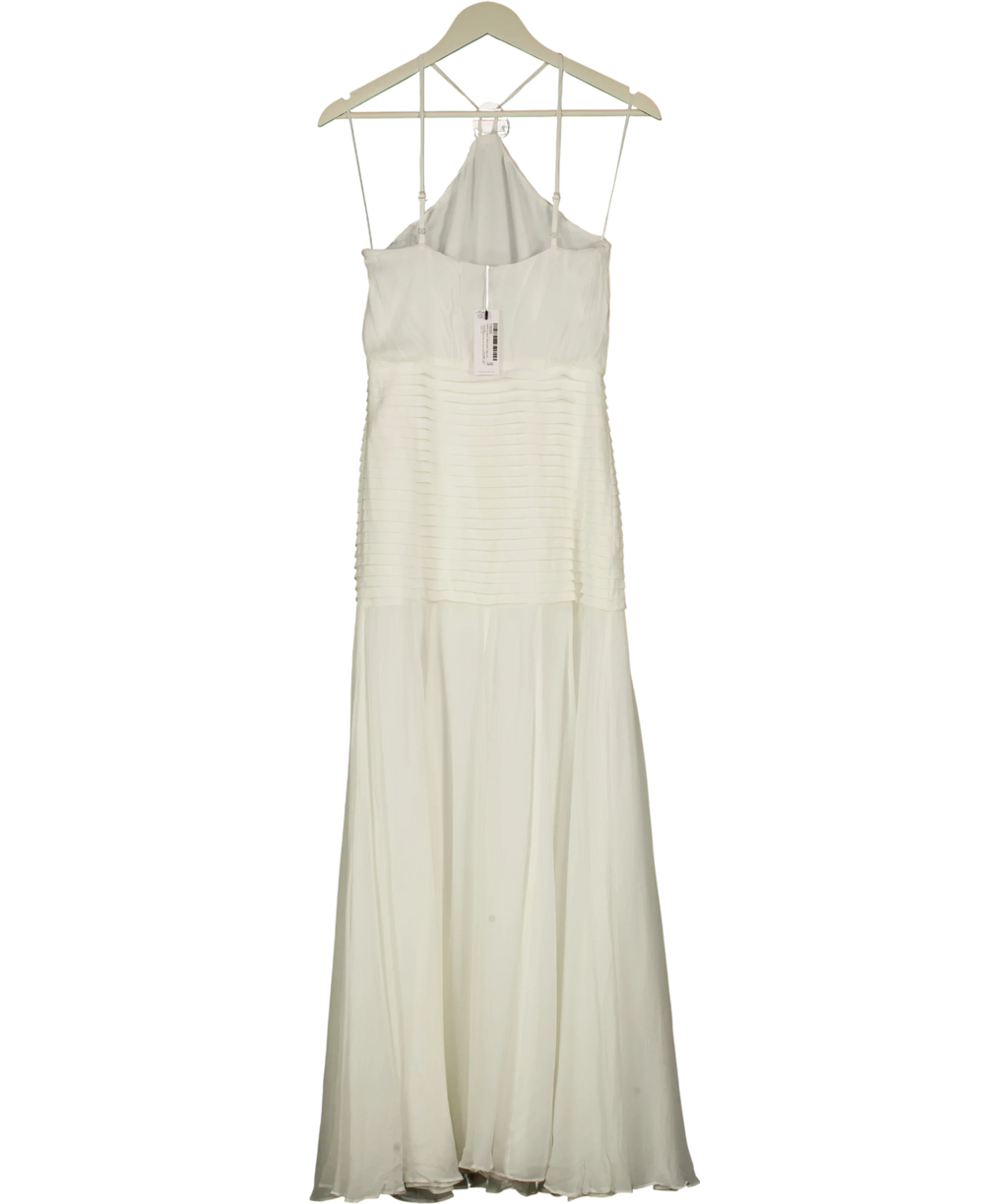 KAREN MILLEN White Viscose Georgette Drop Hem Woven Halter Neck Maxi Dress I, size UK 6 — back