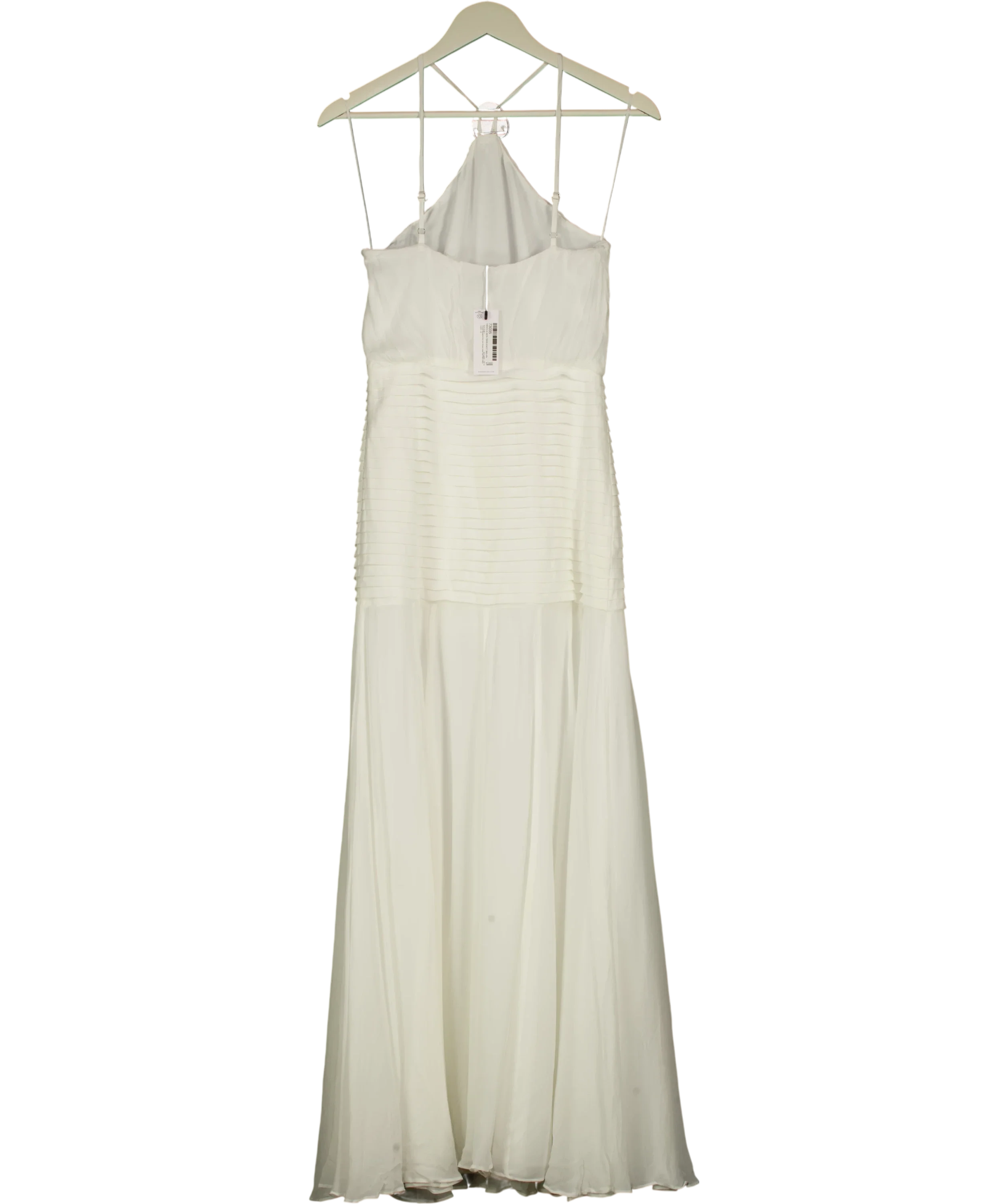 KAREN MILLEN White Viscose Georgette Drop Hem Woven Halter Neck Maxi Dress I, size UK 6 — back
