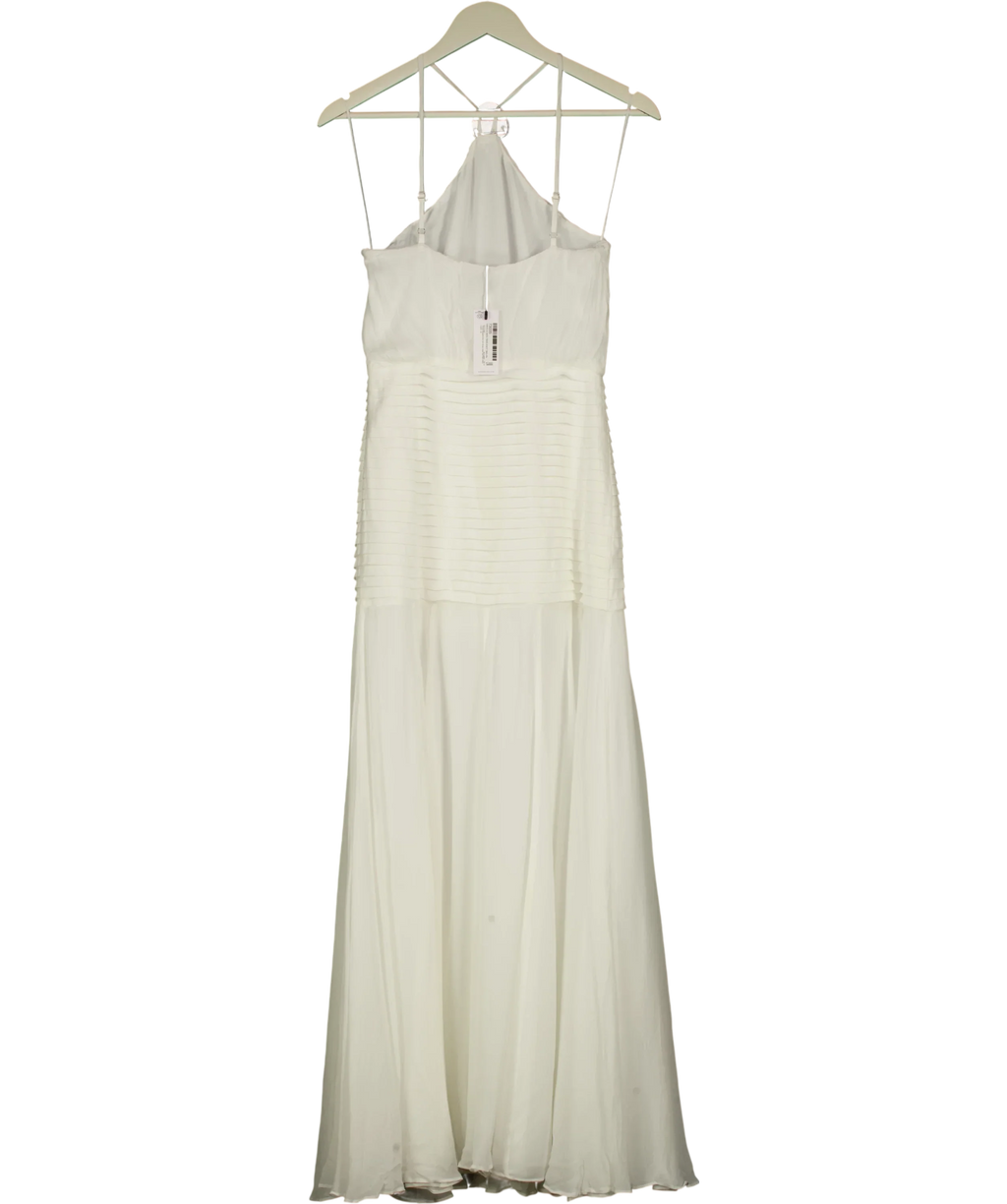 KAREN MILLEN White Viscose Georgette Drop Hem Woven Halter Neck Maxi Dress I, size UK 6 — back