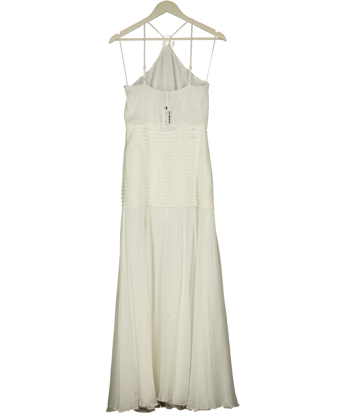 KAREN MILLEN White Viscose Georgette Drop Hem Woven Halter Neck Maxi Dress I, size UK 6 — back