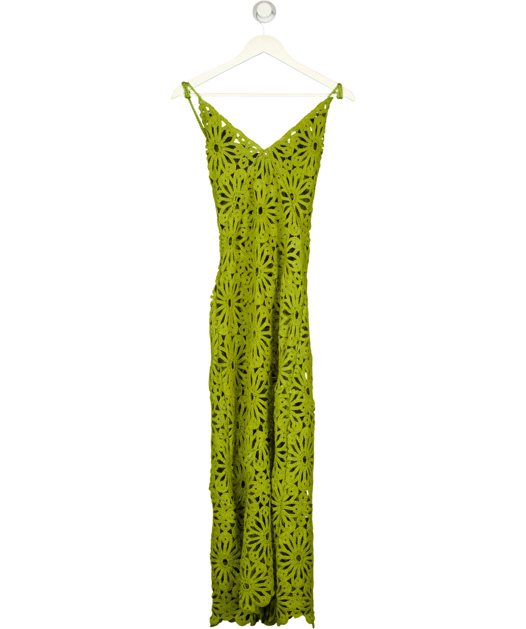 KAREN MILLEN Green Floral Crochet Woven Beach Maxi Dress Green, size UK XS — front