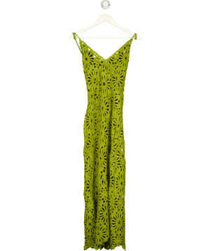 KAREN MILLEN Floral Crochet Woven Beach Maxi Dress Green UK XS