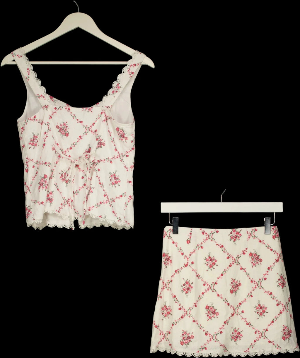 ABERCROMBIE & FITCH Cream Scarlett COLLECTION DITSY Floral Tank & Mini Skort Set Cream, size UK XS — label