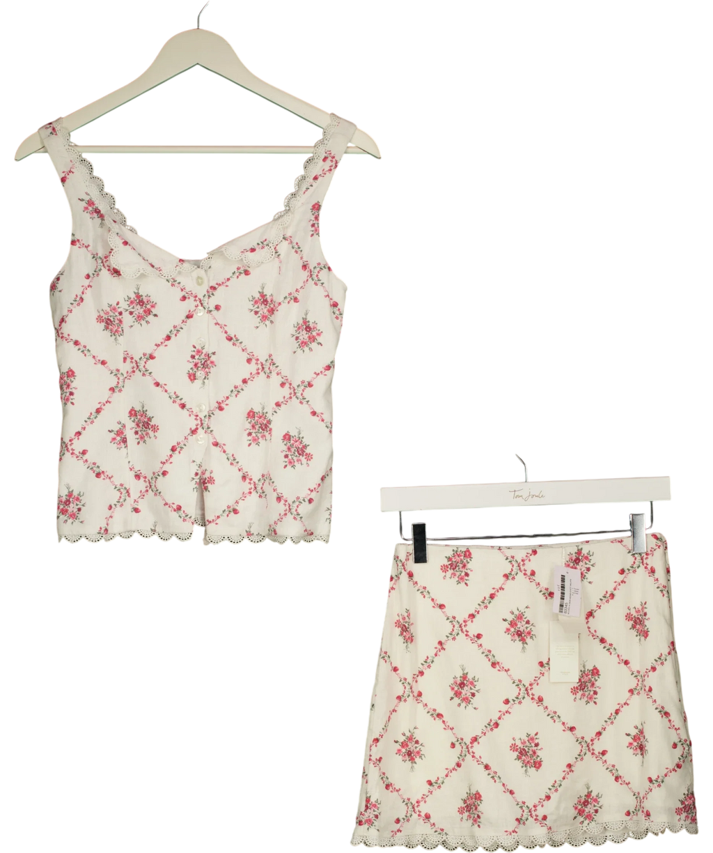 ABERCROMBIE & FITCH Cream Scarlett COLLECTION DITSY Floral Tank & Mini Skort Set Cream, size UK XS — front