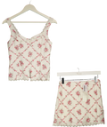 ABERCROMBIE & FITCH Cream Scarlett COLLECTION DITSY Floral Tank & Mini Skort Set Cream, size UK XS — front