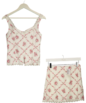 ABERCROMBIE & FITCH Scarlett Collection Ditsy Floral Tank & Mini Skort Set Cream UK XS