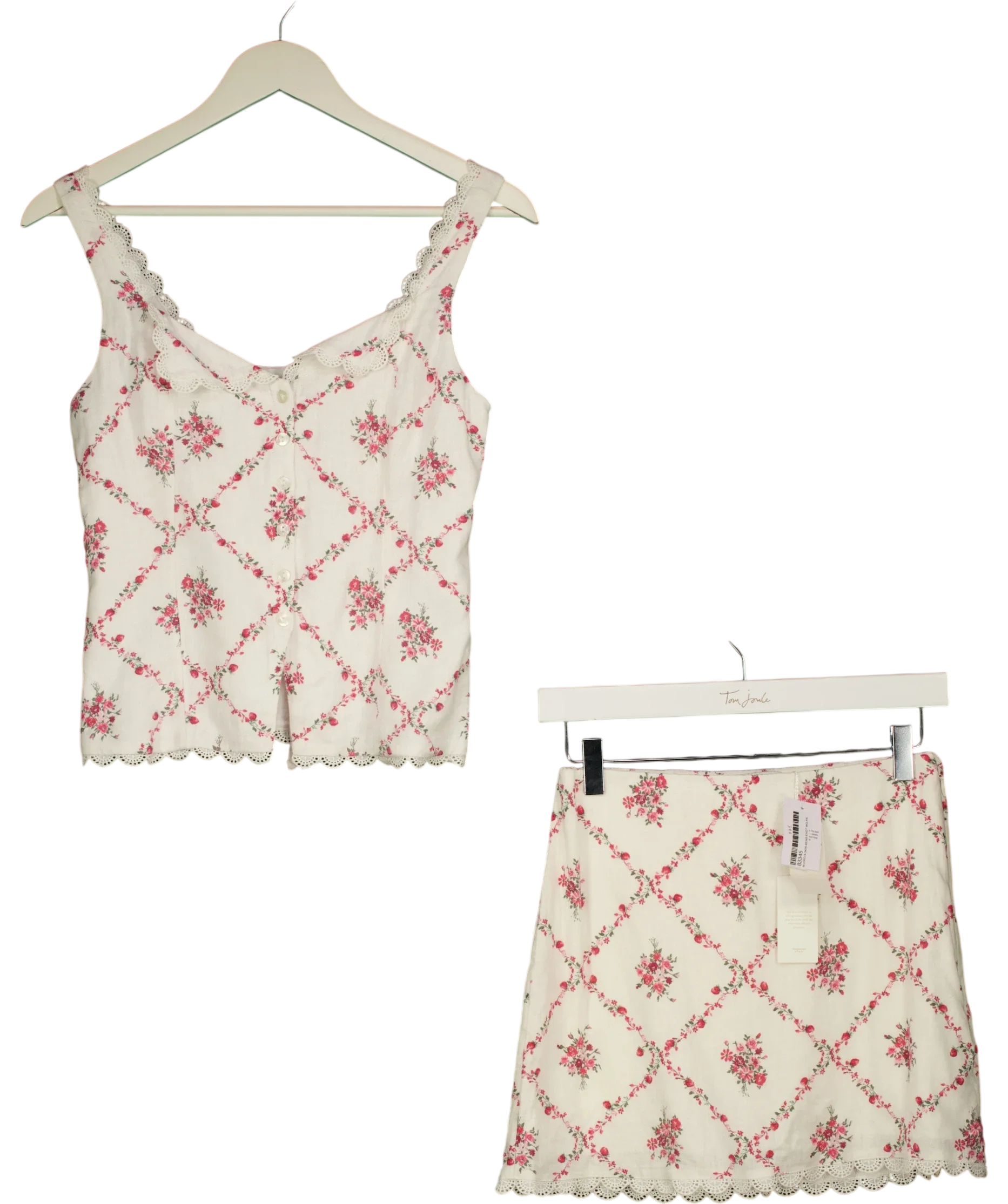 ABERCROMBIE & FITCH Cream Scarlett COLLECTION DITSY Floral Tank & Mini Skort Set Cream, size UK XS — front