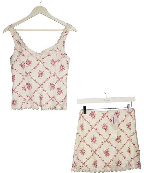 ABERCROMBIE & FITCH Cream Scarlett COLLECTION DITSY Floral Tank & Mini Skort Set Cream, size UK XS — front
