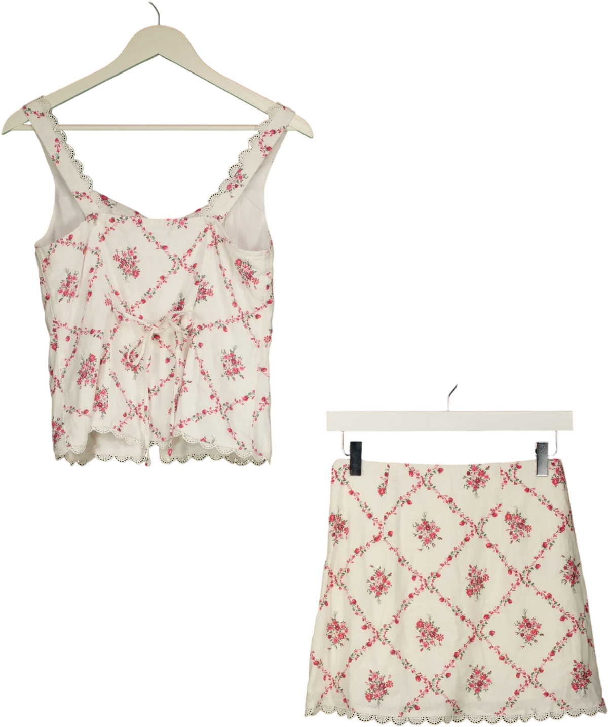 ABERCROMBIE & FITCH Cream Scarlett COLLECTION DITSY Floral Tank & Mini Skort Set Cream, size UK XS — back