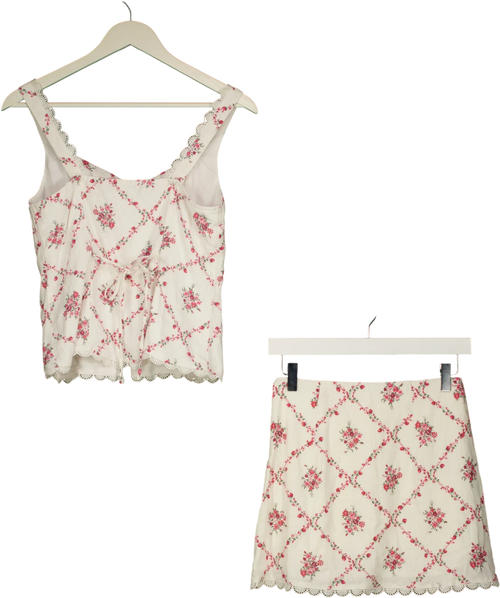 ABERCROMBIE & FITCH Cream Scarlett COLLECTION DITSY Floral Tank & Mini Skort Set Cream, size UK XS — back
