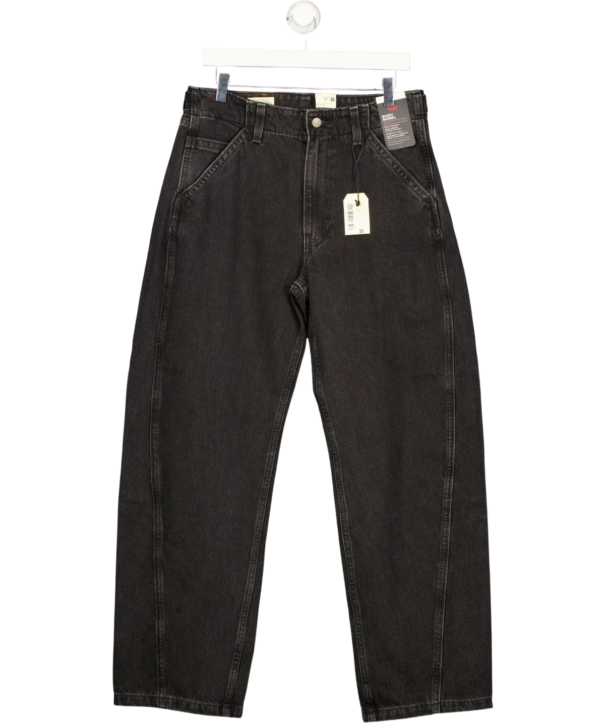 levis Black Baggy Barrel Jeans, size W30 — front