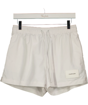 Calvin Klein White Drawstring Swim Shorts UK M