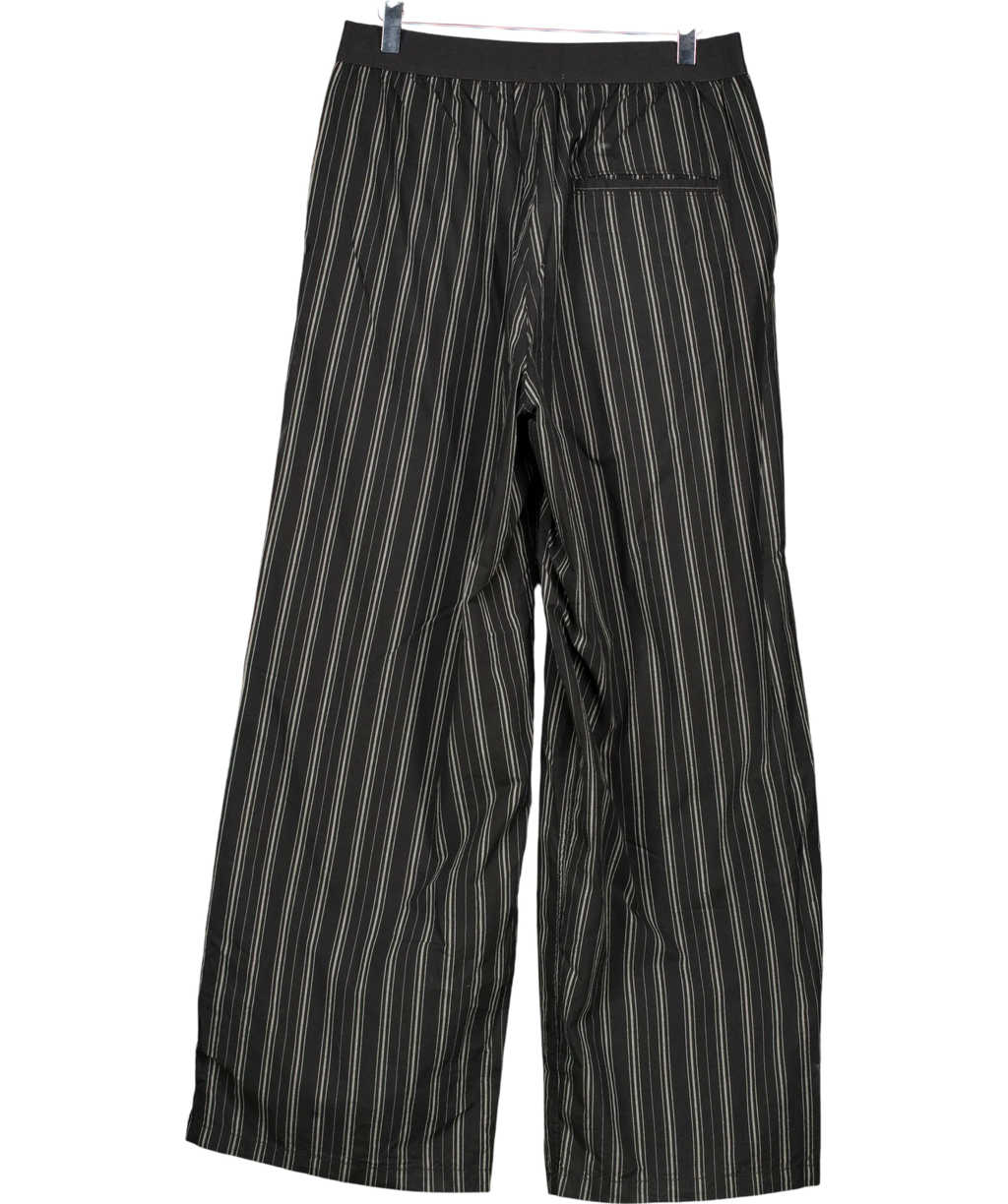 Weekday Black loose fit striped trousers, size UK M — back