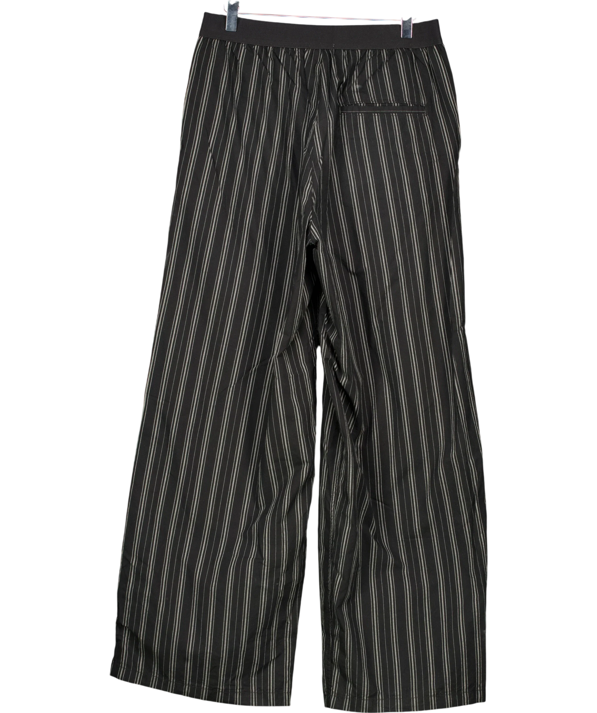 Weekday Black loose fit striped trousers, size UK M — back