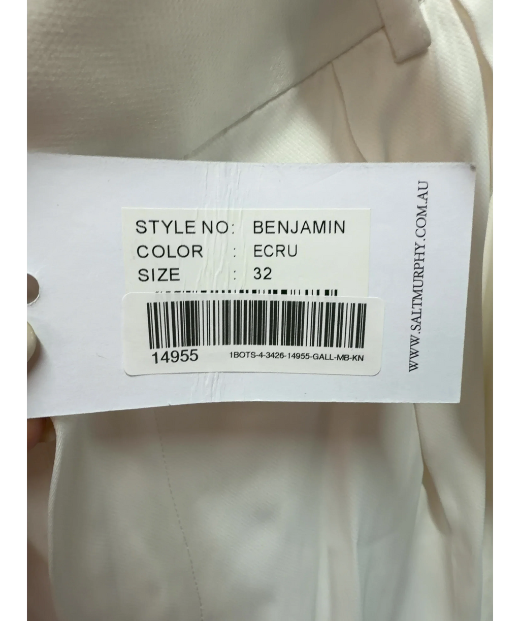 Salt Murphy Cream Benjamin Trousers, size UK 32 — label